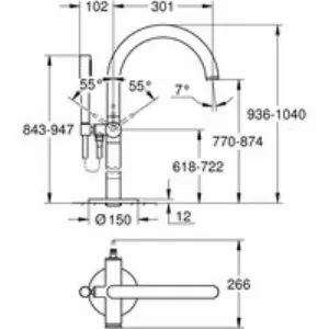 Внешняя часть смесителя для ванны GROHE Atrio напольного монтажа, холодный рассвет глянец (32653GL3) Внешняя часть смесителя для ванны GROHE Atrio напольного монтажа, холодный рассвет глянец (32653GL3)