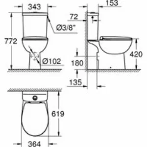 Унитаз GROHE Bau Ceramic напольный, альпин-белый (39495000) Унитаз GROHE Bau Ceramic напольный, альпин-белый (39495000)