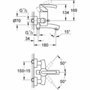 Смеситель для ванны GROHE Tenso, хром (33349000) Смеситель для ванны GROHE Tenso, хром (33349000)