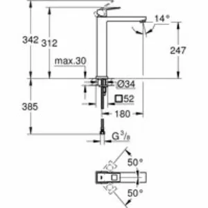Смеситель для раковины GROHE Eurocube, темный графит матовый (23406AL0) Смеситель для раковины GROHE Eurocube, темный графит матовый (23406AL0)