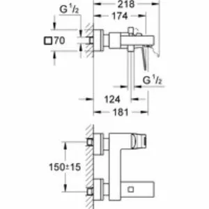 Смеситель для ванны GROHE Eurocube, темный графит матовый (23140AL0) Смеситель для ванны GROHE Eurocube, темный графит матовый (23140AL0)
