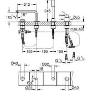 Смеситель для ванны GROHE Lineare на 4 отверстия, на край ванны, темный графит матовый (19577AL1) Смеситель для ванны GROHE Lineare на 4 отверстия, на край ванны, темный графит матовый (19577AL1)