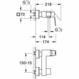 Смеситель для душа GROHE Eurocube, суперсталь (23145DC0) Смеситель для душа GROHE Eurocube, суперсталь (23145DC0)