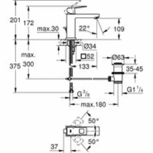 Смеситель для раковины GROHE Eurocube с донным клапаном, суперсталь (23445DC0) Смеситель для раковины GROHE Eurocube с донным клапаном, суперсталь (23445DC0)
