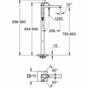 Внешняя часть смесителя для ванны GROHE Eurocube напольного монтажа, суперсталь (23672DC1) Внешняя часть смесителя для ванны GROHE Eurocube напольного монтажа, суперсталь (23672DC1)
