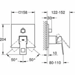 Внешняя часть смесителя для ванны GROHE Eurocube с переключателем на 3 положения, суперсталь (24094DC0) Внешняя часть смесителя для ванны GROHE Eurocube с переключателем на 3 положения, суперсталь (24094DC0)