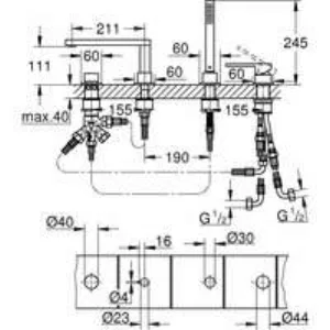 Смеситель для ванны GROHE Plus на 4 отверстия, на край ванны, суперсталь (29307DC3) Смеситель для ванны GROHE Plus на 4 отверстия, на край ванны, суперсталь (29307DC3)