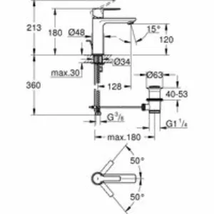 Смеситель для раковины GROHE Lineare с донным клапаном, S-Size, темный графит матовый (32114AL1) Смеситель для раковины GROHE Lineare с донным клапаном, S-Size, темный графит матовый (32114AL1)