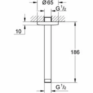 Потолочный душевой кронштейн GROHE New Tempesta, вынос 186 мм, хром (27559000) Потолочный душевой кронштейн GROHE New Tempesta, вынос 186 мм, хром (27559000)