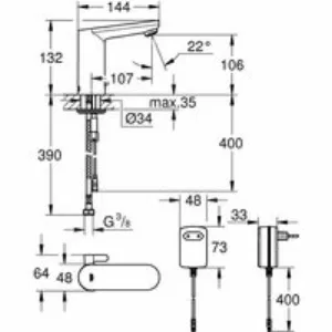 Смеситель для раковины GROHE Eurosmart Cosmopolitan E инфракрасный, хром (36325001) Смеситель для раковины GROHE Eurosmart Cosmopolitan E инфракрасный, хром (36325001)