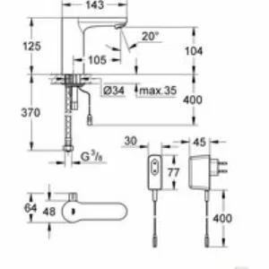 Смеситель для раковины GROHE Get E инфракрасный, хром (36366000) Смеситель для раковины GROHE Get E инфракрасный, хром (36366000)