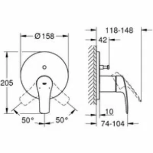 Внешняя часть смесителя для ванны GROHE Eurosmart, хром (24043003) Внешняя часть смесителя для ванны GROHE Eurosmart, хром (24043003)
