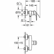 Смеситель для душа GROHE Eurosmart, хром (33555003)