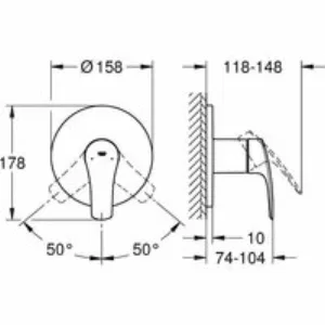 Внешняя часть смесителя для душа GROHE Eurosmart, хром (24042003) Внешняя часть смесителя для душа GROHE Eurosmart, хром (24042003)