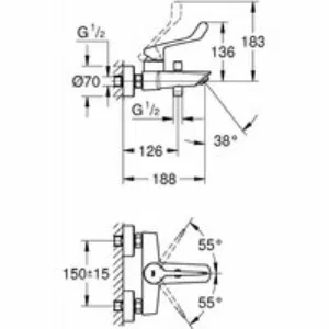 Смеситель для ванны GROHE Eurosmart, хром (25243003) Смеситель для ванны GROHE Eurosmart, хром (25243003)