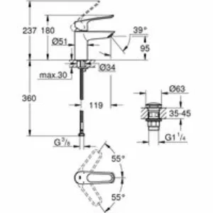Смеситель для раковины GROHE Eurosmart, S-size, хром (23980003) Смеситель для раковины GROHE Eurosmart, S-size, хром (23980003)
