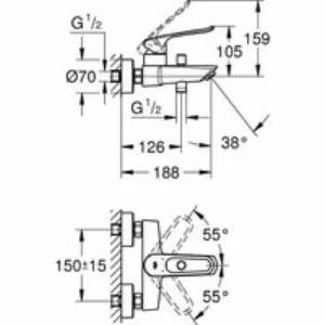 Смеситель для ванны GROHE GROHE Eurosmart, хром (25241003) Смеситель для ванны GROHE GROHE Eurosmart, хром (25241003)