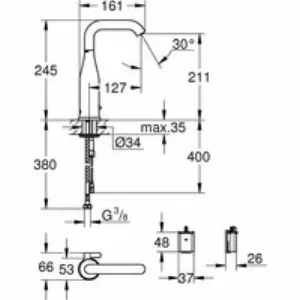 Смеситель для раковины GROHE Essence E инфракрасный, с регулировкой температуры, питание от батареи 6V, теплый закат глянец (36445DA0) Смеситель для раковины GROHE Essence E инфракрасный, с регулировкой температуры, питание от батареи 6V, теплый закат глянец (36445DA0)