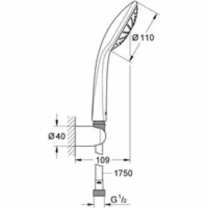 Душевой набор GROHE Vitalio Joy, 1 режим, 1750 мм, 9,5 л/мин, хром (27324000) Душевой набор GROHE Vitalio Joy, 1 режим, 1750 мм, 9,5 л/мин, хром (27324000)