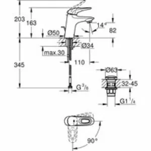 Смеситель для раковины GROHE Eurostyle, S-size, хром (23930003) Смеситель для раковины GROHE Eurostyle, S-size, хром (23930003)