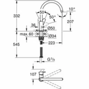 Смеситель для кухонной мойки GROHE Start Edge с высоким C-образным изливом, хром (31369001) Смеситель для кухонной мойки GROHE Start Edge с высоким C-образным изливом, хром (31369001)