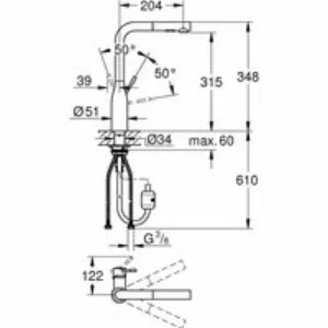 Смеситель для кухонной мойки GROHE Accent с вытяжным L-образным изливом с аэратором, хром (30432000) Смеситель для кухонной мойки GROHE Accent с вытяжным L-образным изливом с аэратором, хром (30432000)