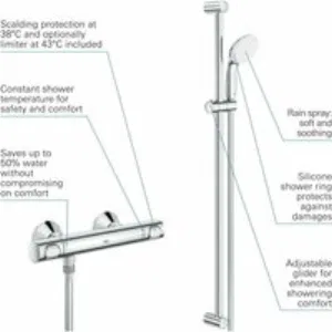 Термостат для душа GROHE Grohtherm 500 с душевым гарнитуром, хром (34797000) Термостат для душа GROHE Grohtherm 500 с душевым гарнитуром, хром (34797000)
