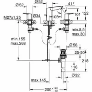 Смеситель для раковины GROHE BauEdge, хром (20473001) Смеситель для раковины GROHE BauEdge, хром (20473001)