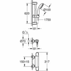 Термостат для душа GROHE Grohtherm 1000 с душевым гарнитуром, хром (34820004) Термостат для душа GROHE Grohtherm 1000 с душевым гарнитуром, хром (34820004)