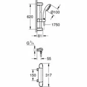 Термостат для душа GROHE Grohtherm 1000 с душевым гарнитуром, хром (34819004) Термостат для душа GROHE Grohtherm 1000 с душевым гарнитуром, хром (34819004)