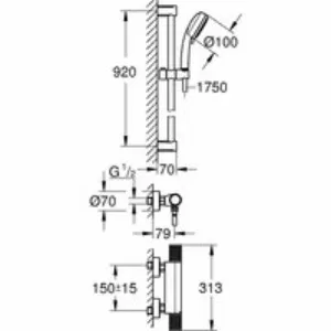 Термостат для душа GROHE Grohtherm 1000 Performance с душевым гарнитуром, хром (34835000) Термостат для душа GROHE Grohtherm 1000 Performance с душевым гарнитуром, хром (34835000)