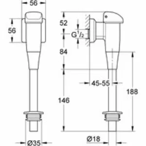 Смывное устройство для писсуара GROHE (37437000) Смывное устройство для писсуара GROHE (37437000)