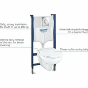 Комплект инсталляции GROHE Solido 4 в 1 с подвесным унитазом и сиденьем (39498000) Комплект инсталляции GROHE Solido 4 в 1 с подвесным унитазом и сиденьем (39498000)