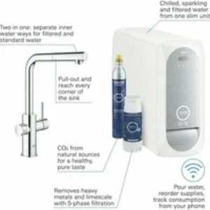 Смеситель для кухонной мойки GROHE Blue Home с системой фильтрации, охлаждения и газирования воды, Wi-Fi, хром (31539000) Смеситель для кухонной мойки GROHE Blue Home с системой фильтрации, охлаждения и газирования воды, Wi-Fi, хром (31539000)