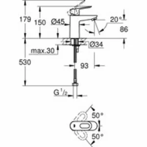 Смеситель для раковины GROHE BauLoop, хром (32854000) Смеситель для раковины GROHE BauLoop, хром (32854000)