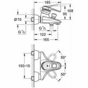 Смеситель для ванны GROHE Europlus, хром (33553000) Смеситель для ванны GROHE Europlus, хром (33553000)