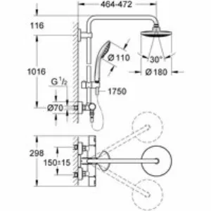 Душевая система GROHE Vitalio Joy System 180 с термостатом для душа, хром (27298001) Душевая система GROHE Vitalio Joy System 180 с термостатом для душа, хром (27298001)