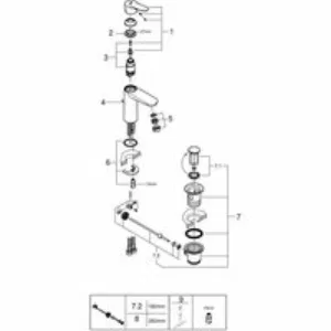 Смеситель для раковины GROHE Start Edge с донным клапаном, M-Size, хром (23774000) Смеситель для раковины GROHE Start Edge с донным клапаном, M-Size, хром (23774000)