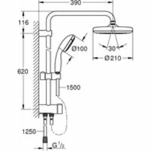 Душевая система GROHE Vitalio Start System 210 с переключателем потоков, хром (26382001) Душевая система GROHE Vitalio Start System 210 с переключателем потоков, хром (26382001)
