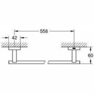 Держатель для полотенца GROHE Essentials Cube 600 мм, хром (40509001) Держатель для полотенца GROHE Essentials Cube 600 мм, хром (40509001)