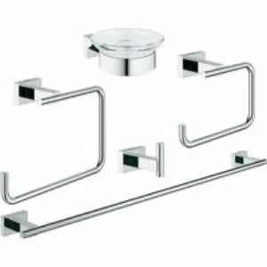 Набор аксессуаров GROHE Essentials Cube (5 предметов), хром (40758001) Набор аксессуаров GROHE Essentials Cube (5 предметов), хром (40758001)