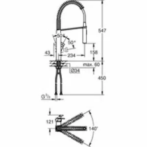 Смеситель для кухонной мойки GROHE Eurocube профессиональный, хром (31395000) Смеситель для кухонной мойки GROHE Eurocube профессиональный, хром (31395000)