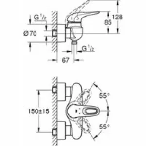 Смеситель для душа GROHE Eurostyle, хром (33590003) Смеситель для душа GROHE Eurostyle, хром (33590003)