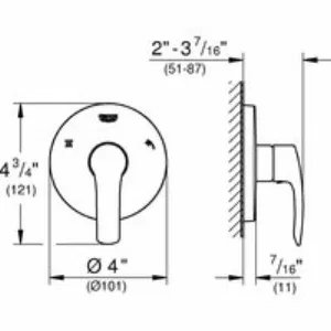 Внешняя часть переключателя потоков GROHE Eurosmart на 3 положения, хром (19972002) Внешняя часть переключателя потоков GROHE Eurosmart на 3 положения, хром (19972002)
