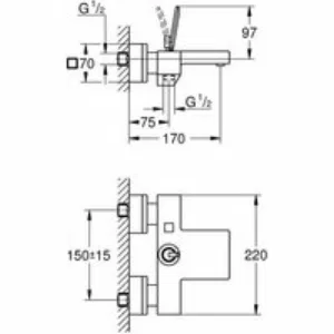 Смеситель для ванны GROHE Eurocube Joy, хром (23666000) Смеситель для ванны GROHE Eurocube Joy, хром (23666000)