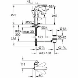 Смеситель для раковины GROHE Eurostyle с донным клапаном, белая луна (23718LS3) Смеситель для раковины GROHE Eurostyle с донным клапаном, белая луна (23718LS3)