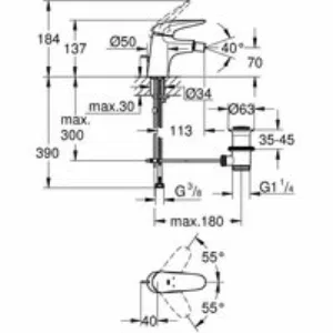 Смеситель для биде GROHE Eurostyle с донным клапаном, S-size, хром (23720003) Смеситель для биде GROHE Eurostyle с донным клапаном, S-size, хром (23720003)