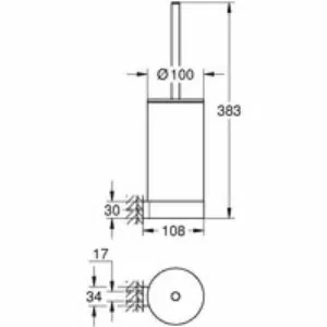 Туалетный ёршик GROHE Start с держателем, фантомный черный (41215KF0) Туалетный ёршик GROHE Start с держателем, фантомный черный (41215KF0)