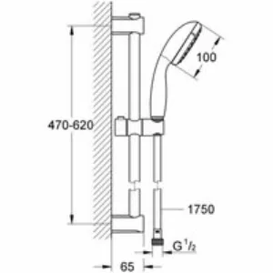 Душевой гарнитур GROHE Vitalio Start 100, 2 режима струи, душевая штанга 600 мм, 5,7 л/мин, чёрный (279482430) Душевой гарнитур GROHE Vitalio Start 100, 2 режима струи, душевая штанга 600 мм, 5,7 л/мин, чёрный (279482430)