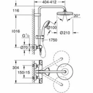 Душевая система GROHE Tempesta System 210 с термостатом для душа, хром (26811000) Душевая система GROHE Tempesta System 210 с термостатом для душа, хром (26811000)